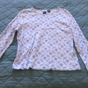 Basic Editions floral light blue long sleeve tee
